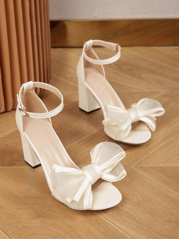 Elegant White Ribbon Heels - Image 1