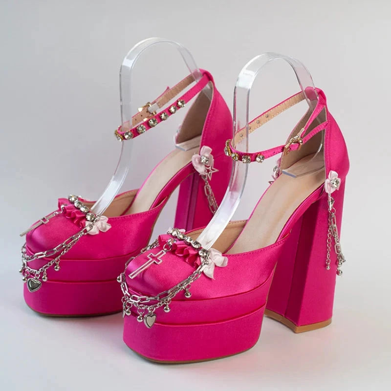 Flirty Pink Wedge Heels - Image 1
