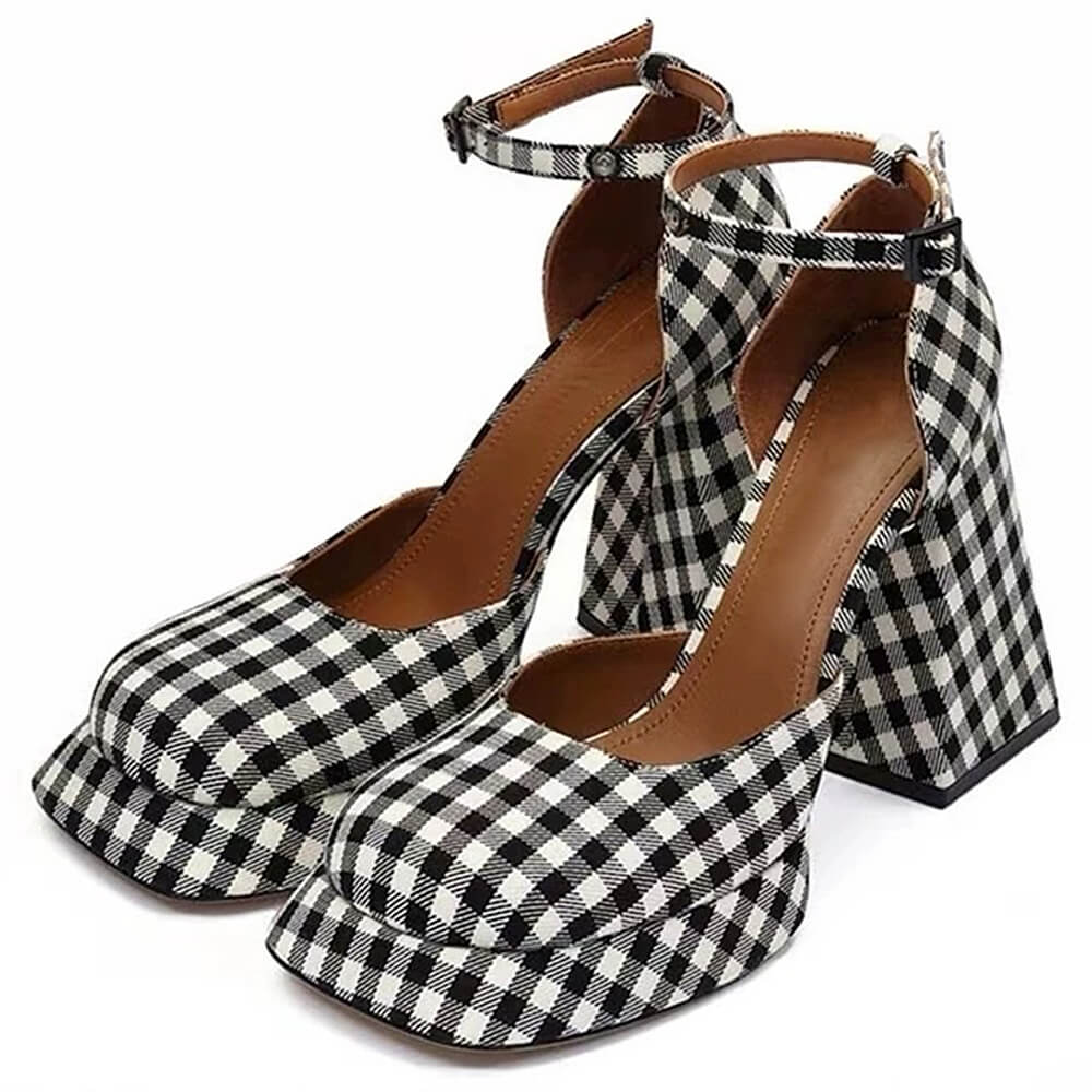 Classic Chic Black Gingham Heels - Image 1
