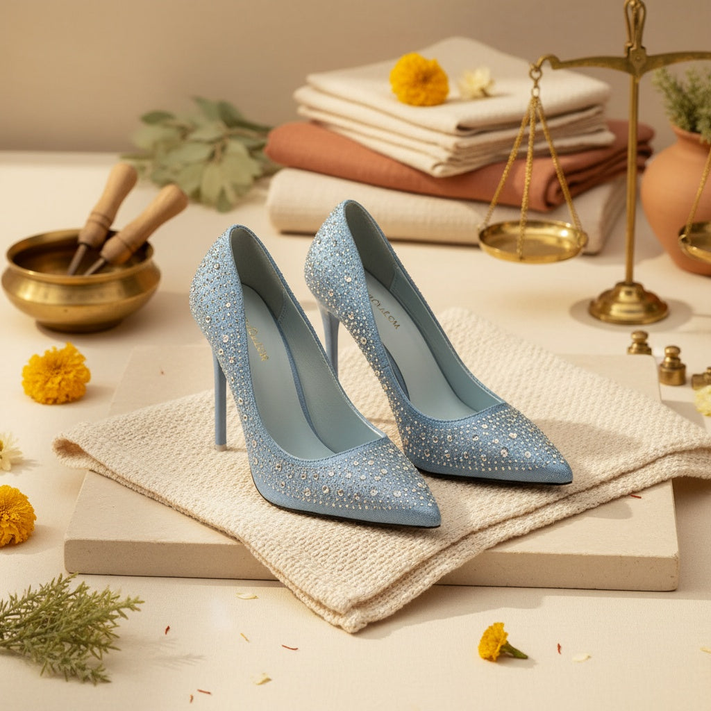 Dazzling Blue Shiny Pointed Heels - Image 1